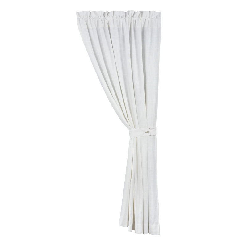 Pochette de rideau de fenêtre doublée en lin de couleur unie, Blanc, L 48 po x L 120 po