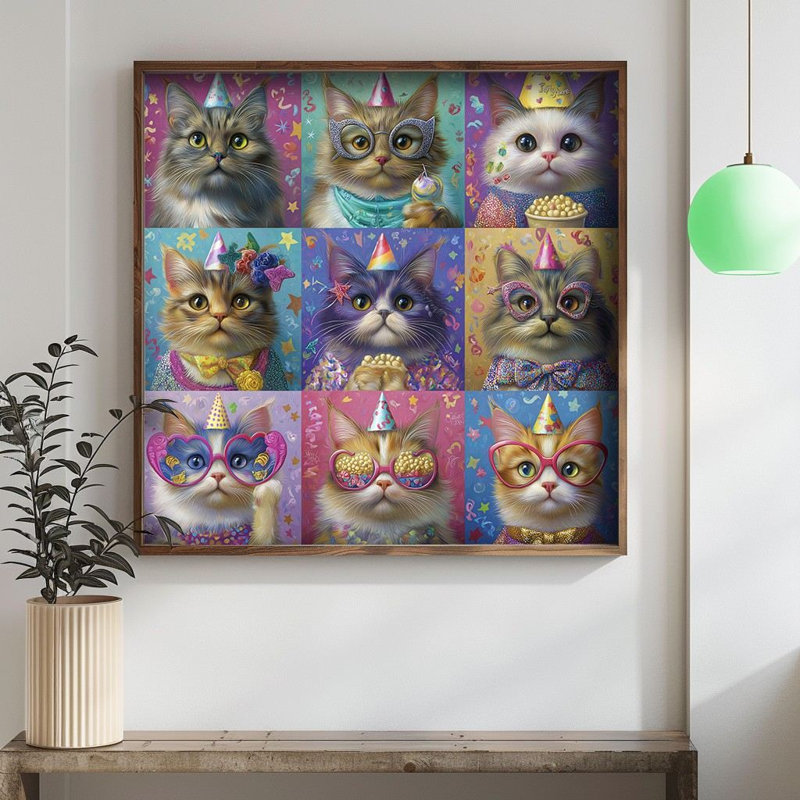 Decorative Framed MDF Painting, H 27,56 po x l 27,56 po