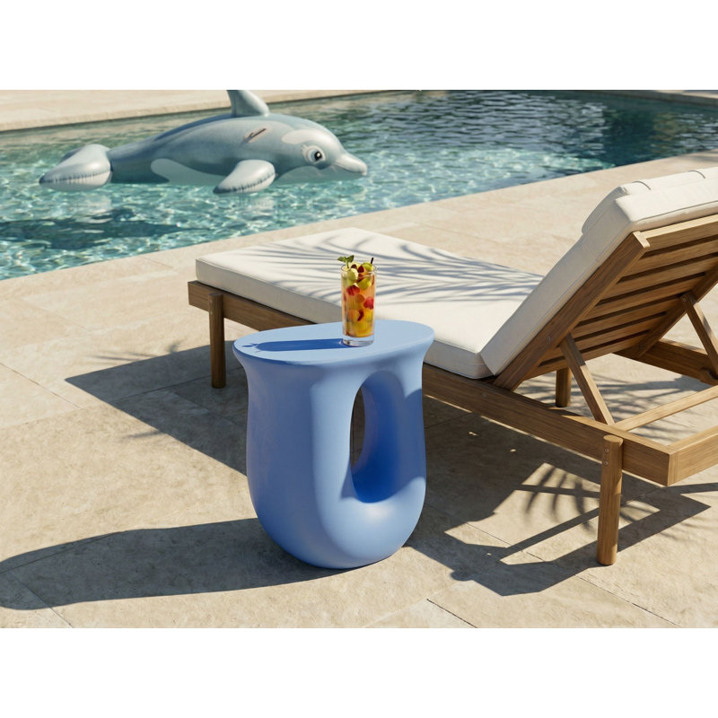 Pedestal End Table, Blue