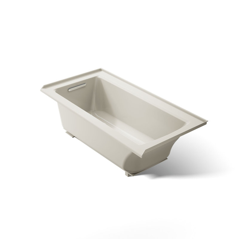 Archer Alcove Bath with Bask Heated Surface, Tile Flange and Right-Hand Drain, Biscuit, Left