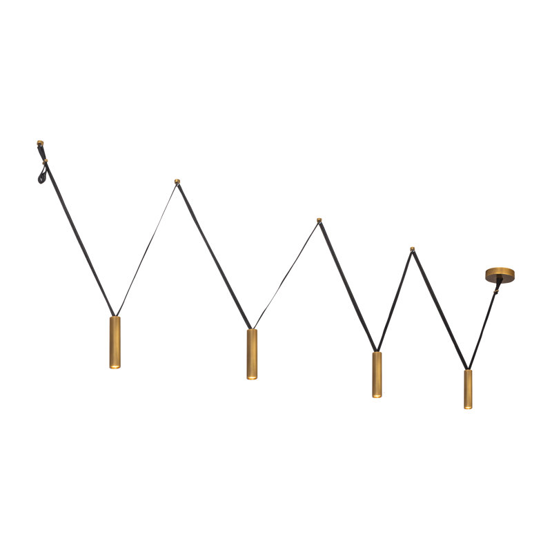 Luminaire suspendu moderne à DEL 4 po Mason, Laiton rétro