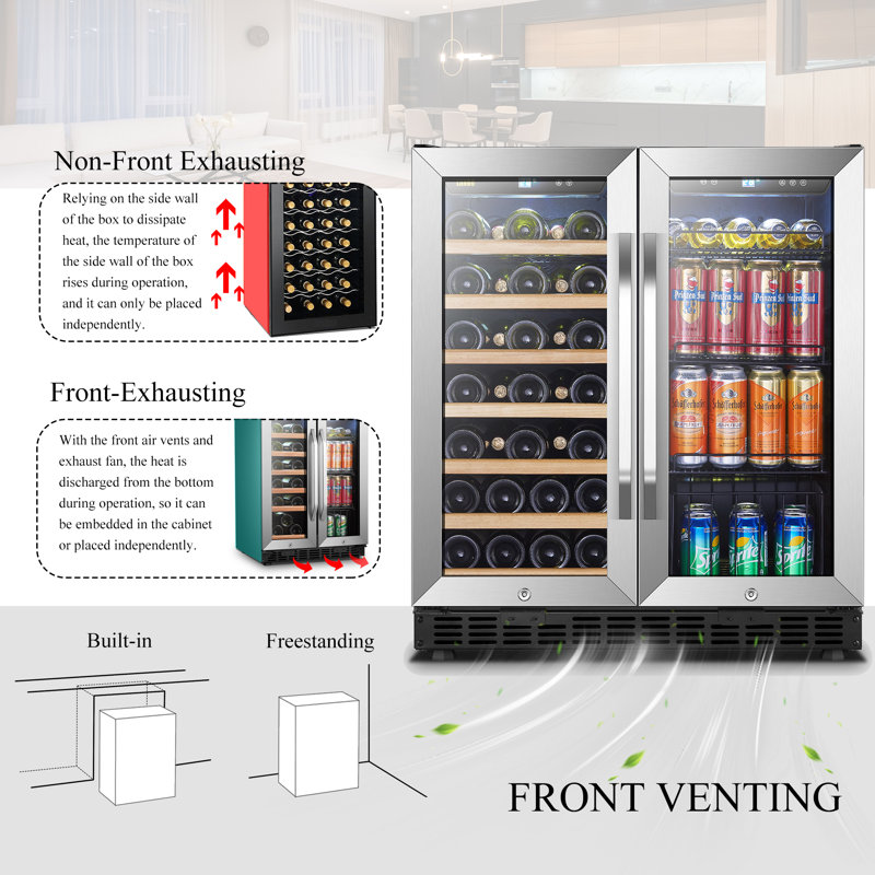 30" 31 Bottle and 76 Can Dual Zone Freestanding Wine and Beverage Refrigerator