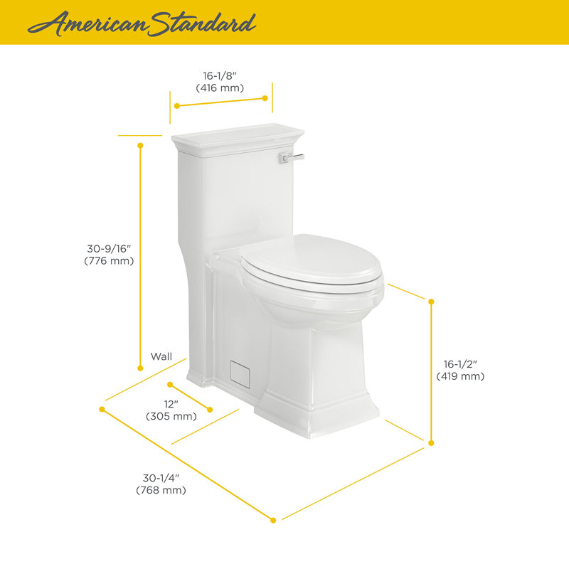American Standard Town Square S 1.28 Gallons GPF Elongated Floor Mounted Kit (Seat Included), White, Right Hand