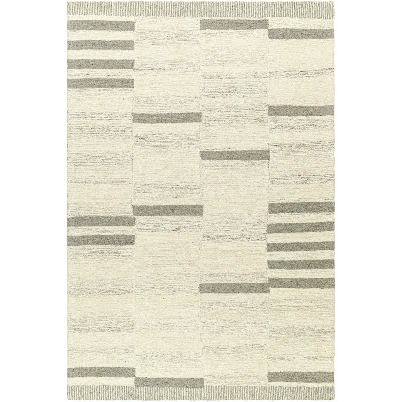 Tapis rayé en laine touffeté à la main Faith Donavan, Rectangle 8 pi x 10 pi