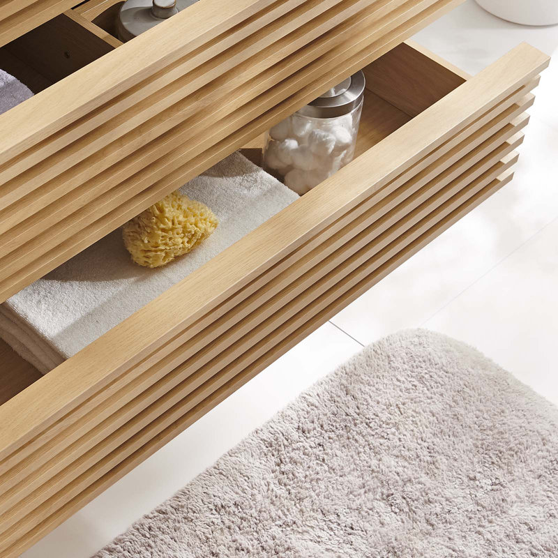 Modway Render 36" Wall Mounted Single Bathroom Vanity Base Only, Oak