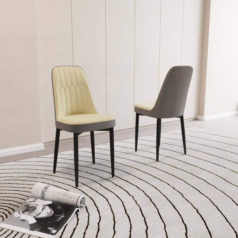 Chaises de salle à manger en similicuir, Beige/gris