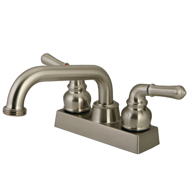 Kingston Brass Two-Handle 2-Hole Deck Mount Laundry Faucet, Brushed Nickel