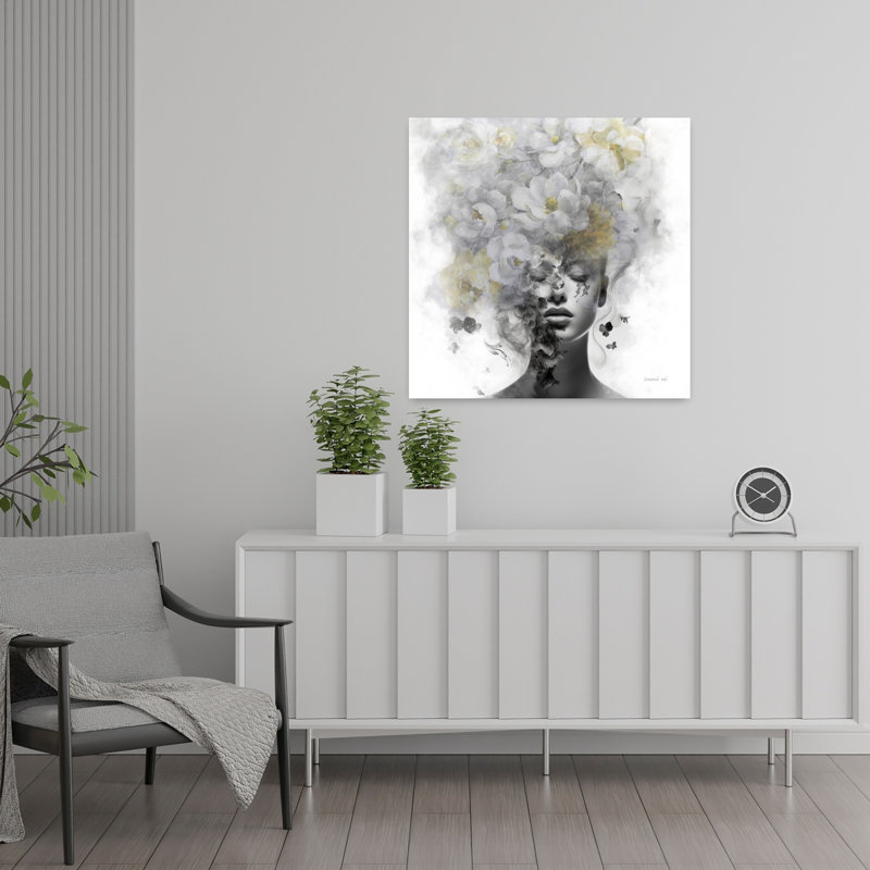 Printemps caché abstrait éthéré contemporain rose, art floral, H 24 po x l 24 po
