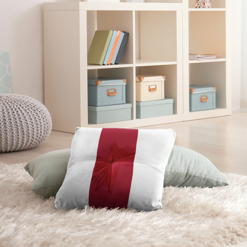 Coussin de sol touffeté atlanta, 26 po x 26 po, Blanc / Rouge