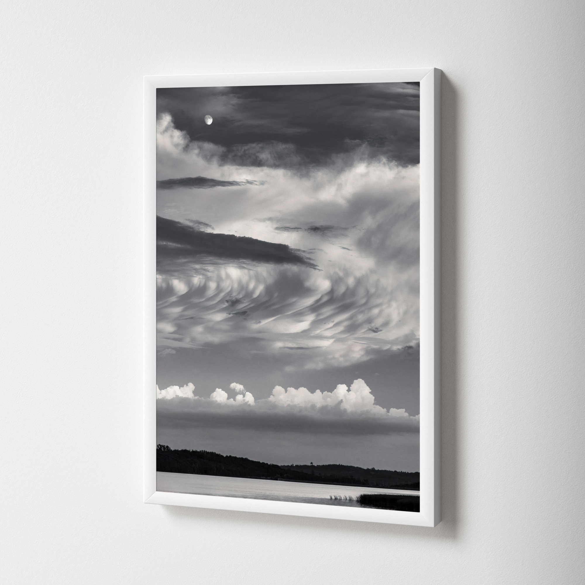 Island Lake Moon by Peter Dušek, White, 20" H x 14" W x 1.25" D
