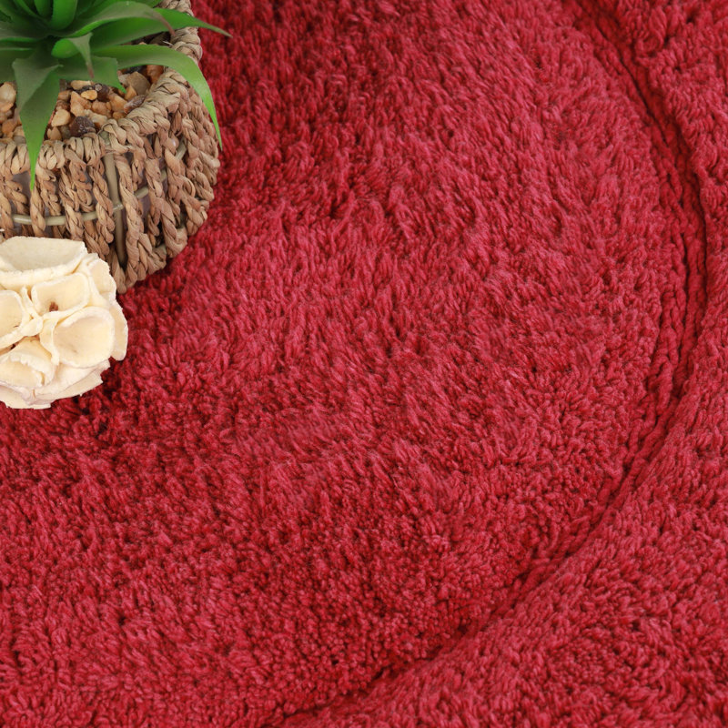 Ensemble de tapis de salle de bain ovale antidérapant en coton de qualité supérieure, Bourgogne