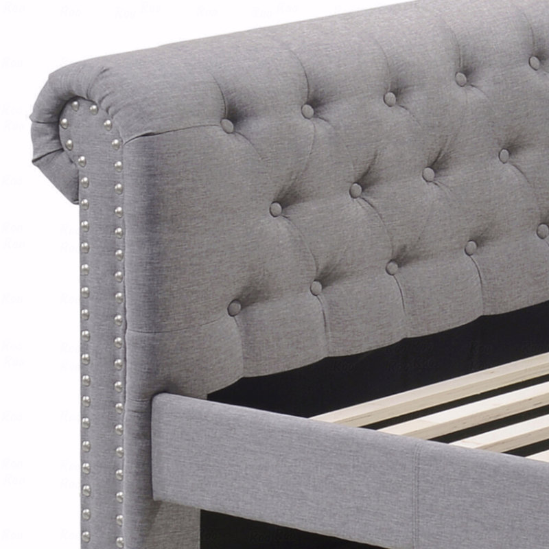 Fabric Daybed W/Trundle (Twin), Gray, Twin