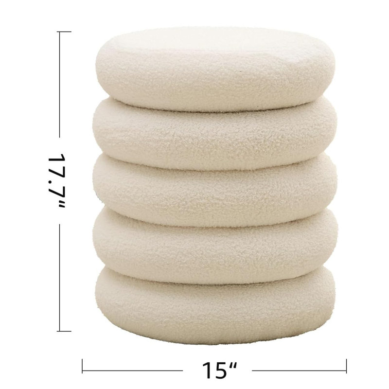 Upholstered Pouf, White
