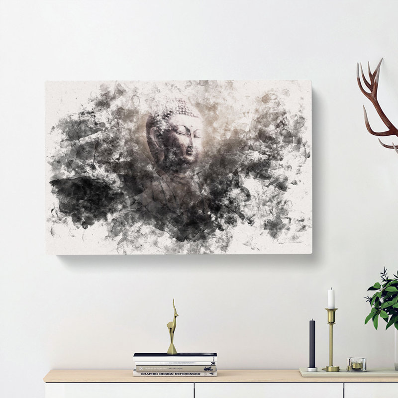 Buddha In A Mist - Wrapped Canvas Painting, 60cm H x 91cm W x 3cm D