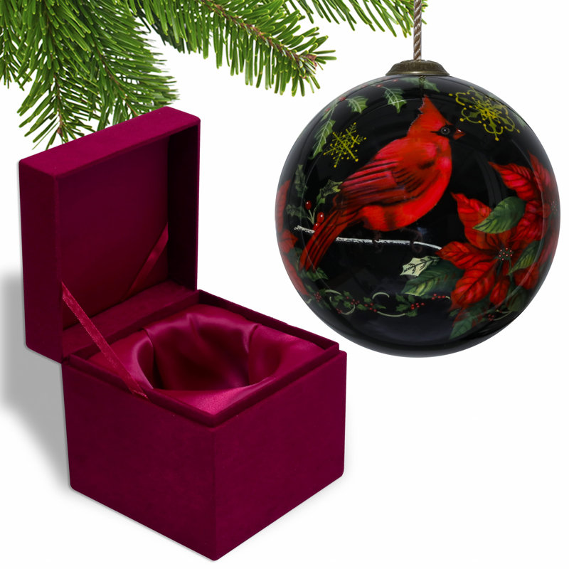 Ornement boule cardinal rouge brillant