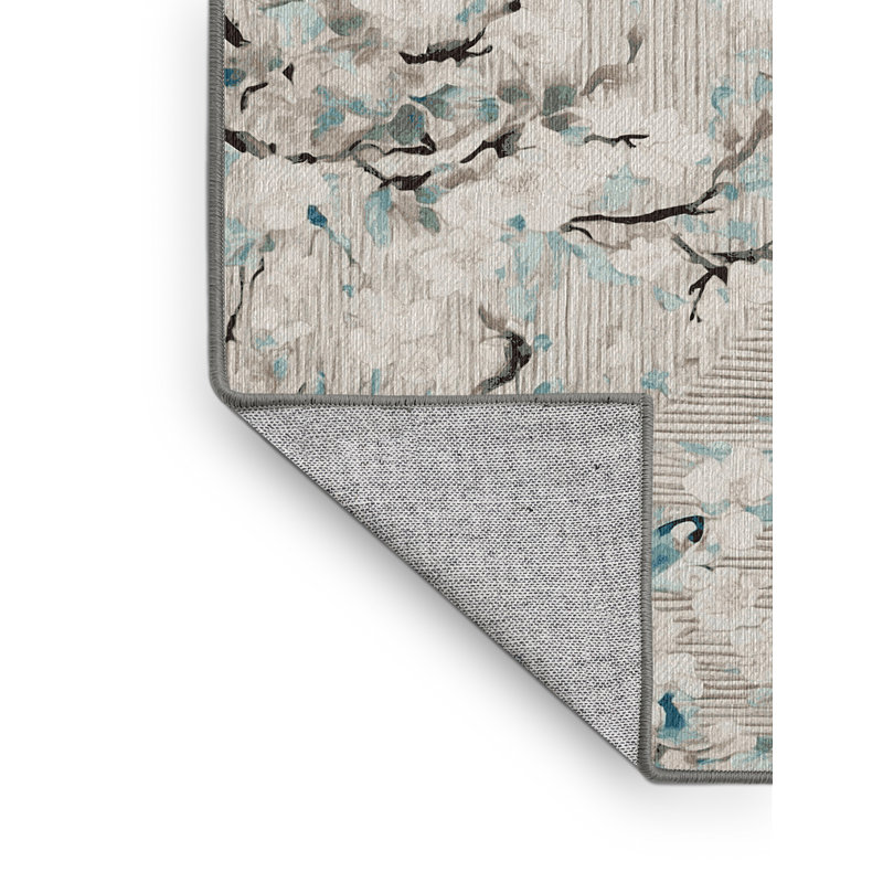 Machine Washable Gray Area Rug, Round 6'