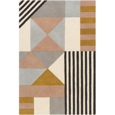 Laureate Cream Light Gray Hand-Tufted Wool Rug