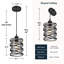 Luminaire suspendu cylindrique noir mat à 3 lumières Nohelia