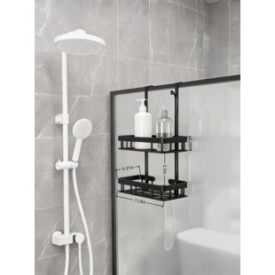 Organisateur de douche de salle de bain à suspendre au-dessus de la porte, tablette à 2 niveaux en acier inoxydable avec drain, support antirouille pour les essentiels de la douche