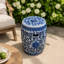 Tabouret de jardin en céramique, petit tabel latéral bleu et blanc, P 11 po x 16 po