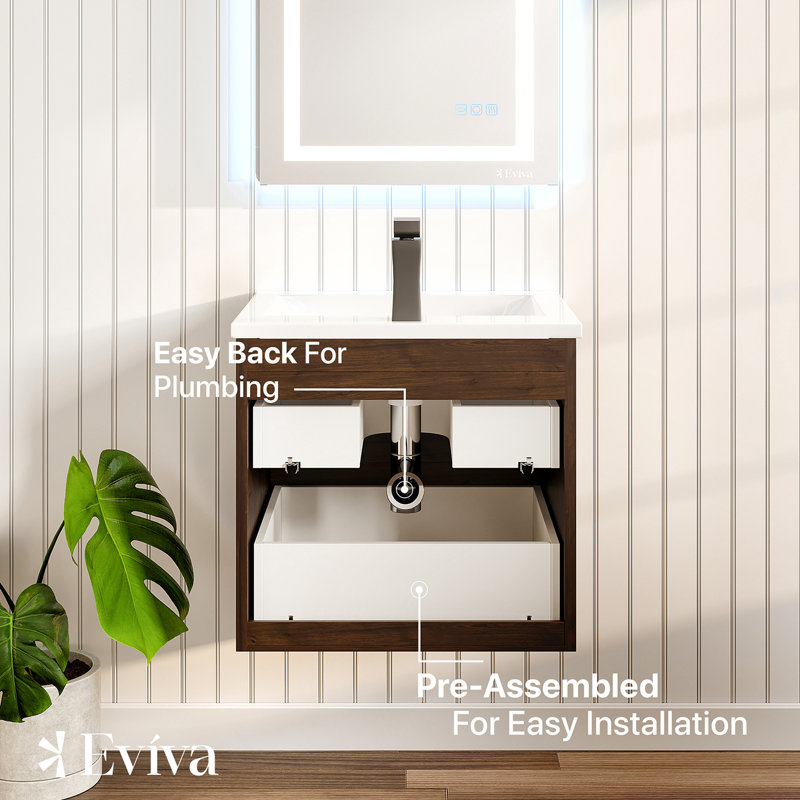 Alberthe 24" Wall-Mounted Single Bathroom Vanity Set