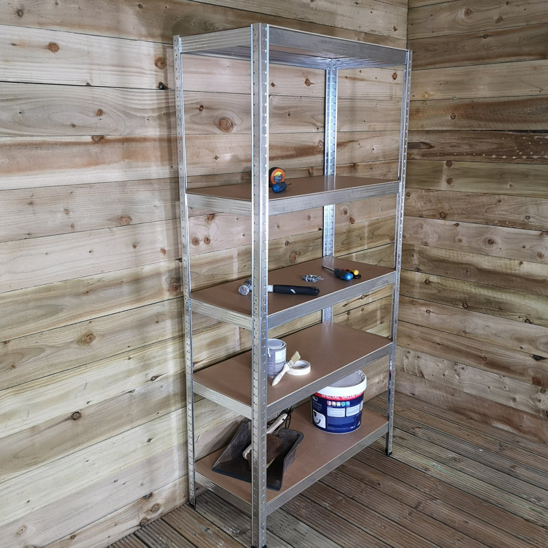 Aneri 90cm W Metal Height -Adjustable Shelving Unit with Wheels