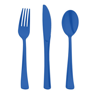 Ensemble de couverts jetables en plastique bleu pour 600 invités