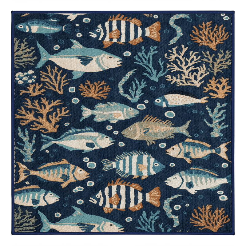  Tapis nautique lavable Sea Life, Rectangle 5 pi x 7 pi