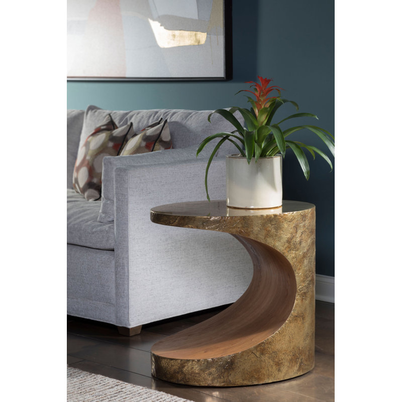 Thornton Antique Bronze & Barnyard Oak Oval Side Table