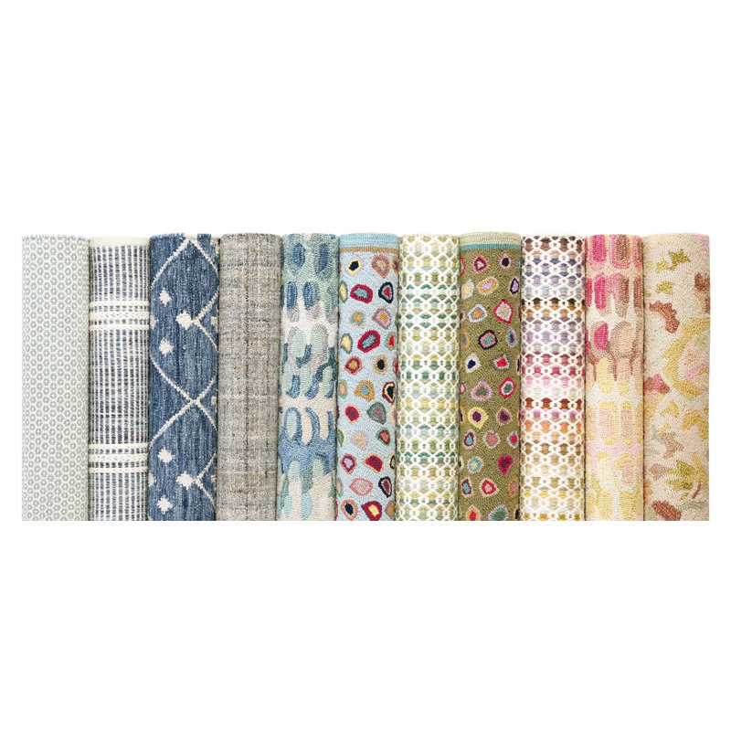 Poppy Geometric Area Rug, Moss/Ivory/Green, Rectangle 7'6" x 9'6"