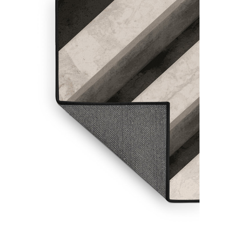 Tapis de brique doux et moelleux en brique industrielle noir Eberhard, Carré 6 pi