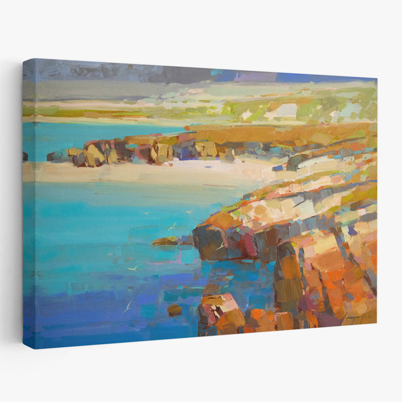 «Ocean Side Beache», art océanique, art côtier, art abstrait contemporain, H 36 po x l 24 po