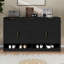 59.1" Farmhouse Sideboard Buffet With 3 Drawers & 4 Doors, Storage Cabinet With Adjustable Shelf & Open Compartments-1699832411