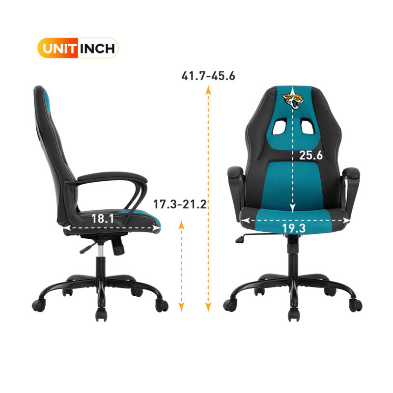 BestOffice Adjustable Ergonomic Faux Leather Swiveling PC & Racing Game Chair, Jacksonville Jaguars