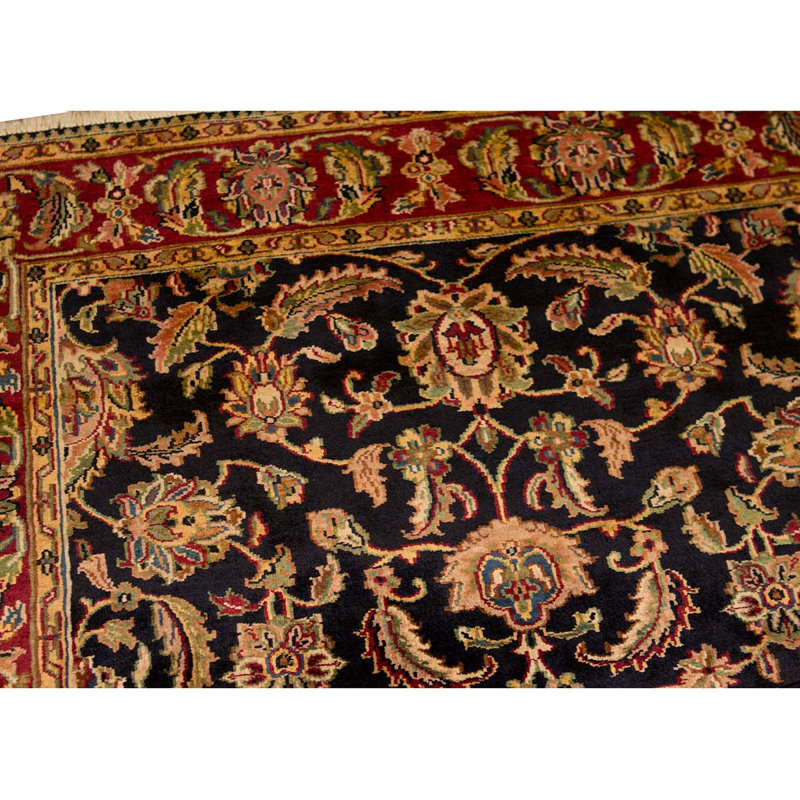 Hand-Knotted High-Quality Black and Red Area Rug