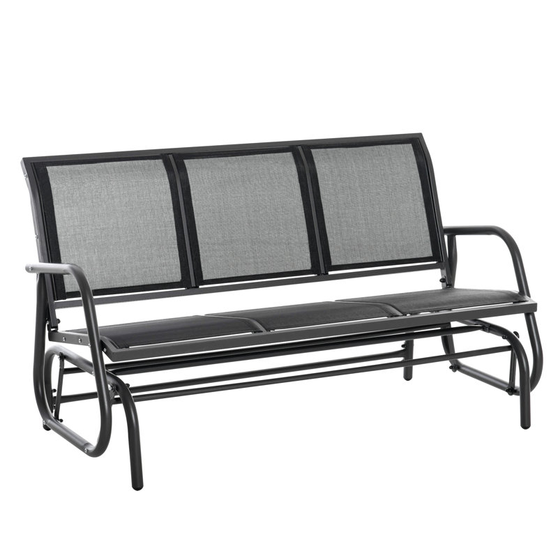 Banc de balançoire de patio pour 3 personnes, balancelle de véranda avec 3 sièges, tissu en filet respirant