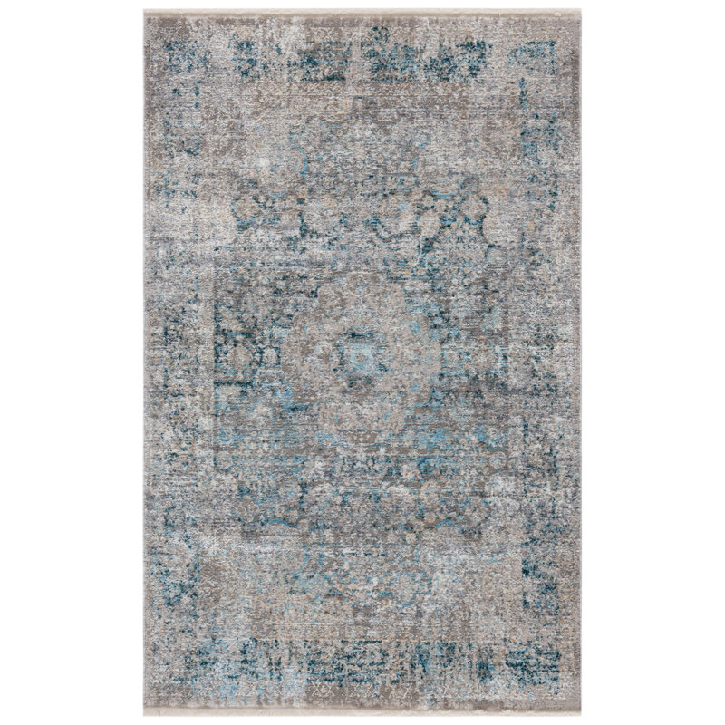Tapis gris / bleu, Rectangle 2 pi 6 po x 4 pi