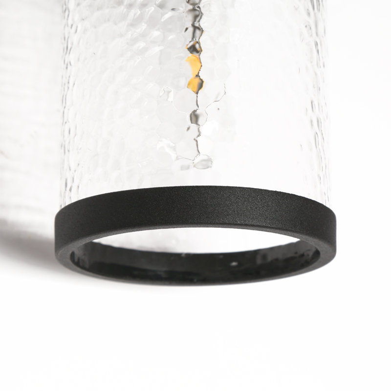 Applique murale d'extérieur moderne en verre martelé noir à 1 lumière