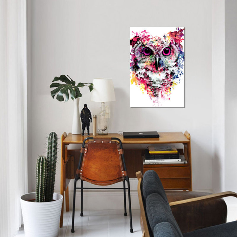 « hibou i », impression sur toile, H 26 po x l 18 po x p 1,5 po, Toile tendue, Pas de tapis