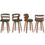 Tabouret de bar pivotant rembourré avec structure en bois, pieds en bois d'hévéa-1235865882
