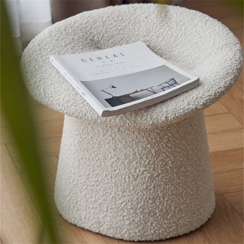 Tabouret, fausse laine d'agneau
