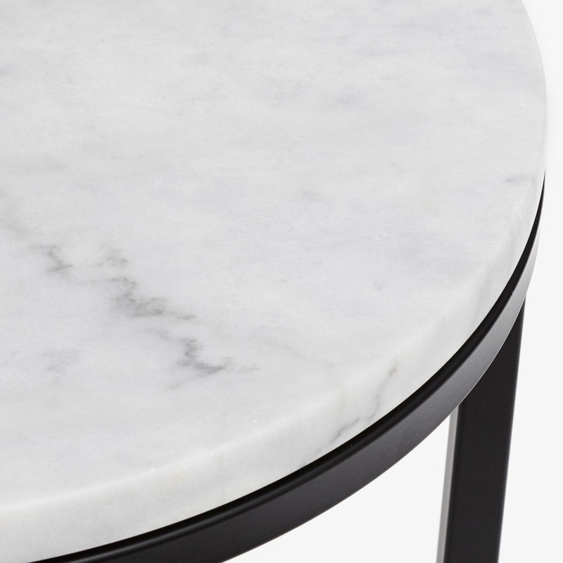 Marble Frame End Table, White/Black