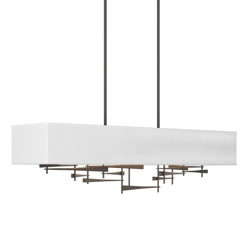 Cavaletti 4 - Light Kitchen Island Rectangle Pendant, Natural Anna, Dark Smoke