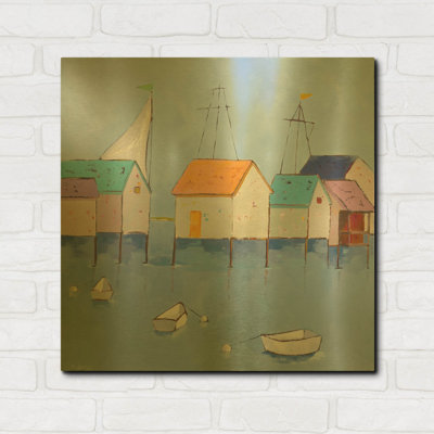 Boat House Row Dark Blue Sky' By Phyllis Adams Metal Wall Art, 24" x 24"