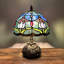 Lampe de table Haydee Tiffany tulipes bleues et mauves en verre teinté avec ampoule DEL Base l 10 po x P 10 po x H 14 po