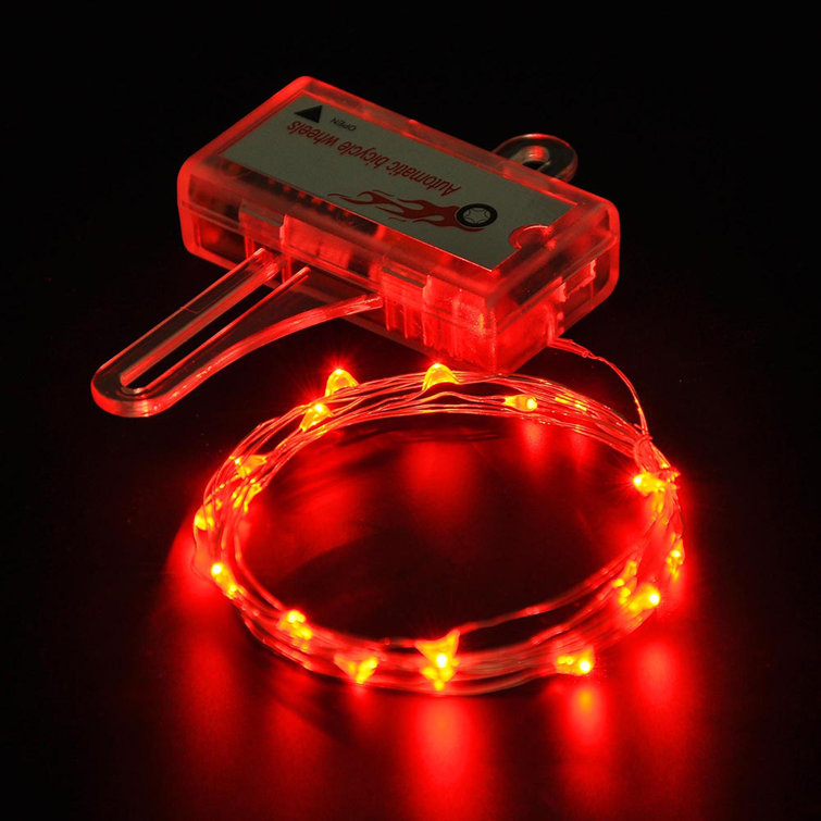 Yescom Bright LED Bike Wheel Light Auto Open and Close Bicycle Wheel Spoke Light String Red