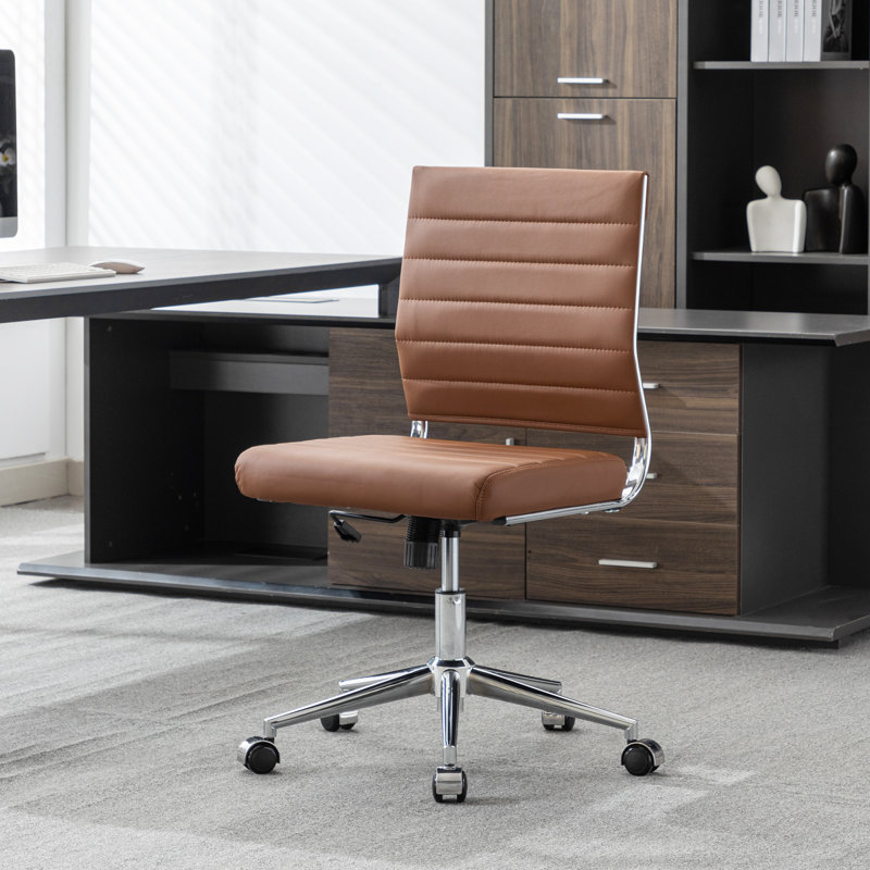 Chaise de conférence ergonomique et réglable Amaiia, Brun / chrome
