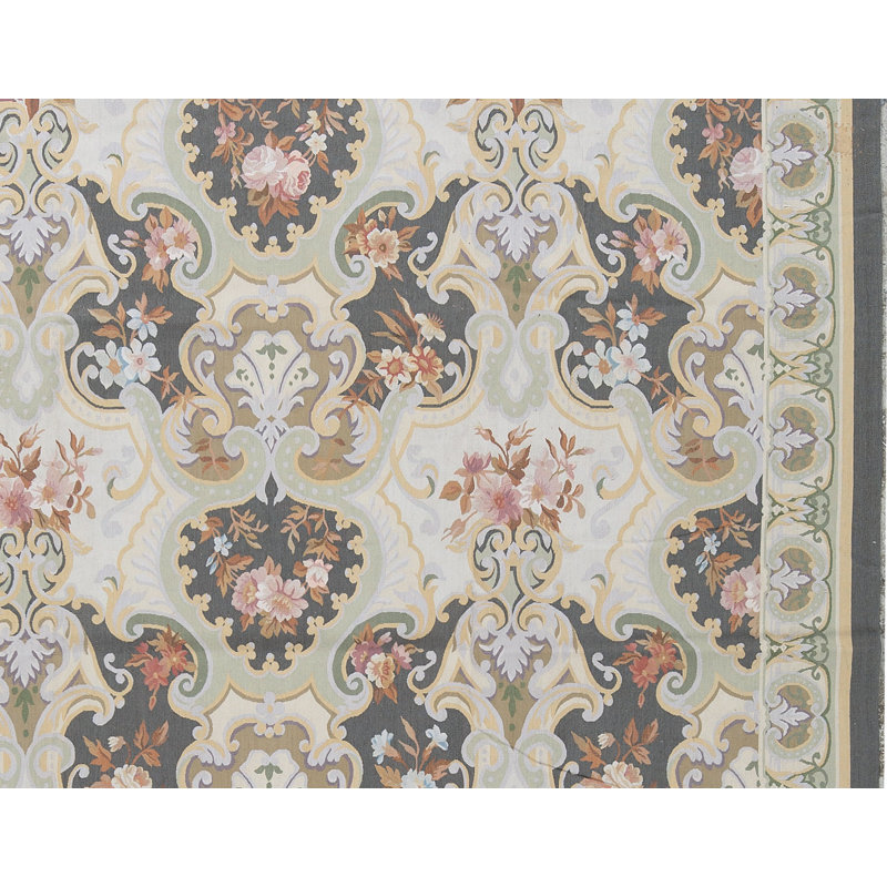 Hand-Knotted High-Quality Green and Beige Area Rug