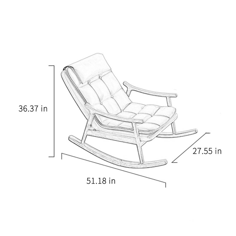 Chaise berçante en bois massif, Brun olive