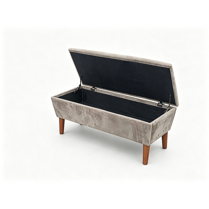 Banc rectangulaire avec pieds fuselés en bois massif, Café clair, Café clair